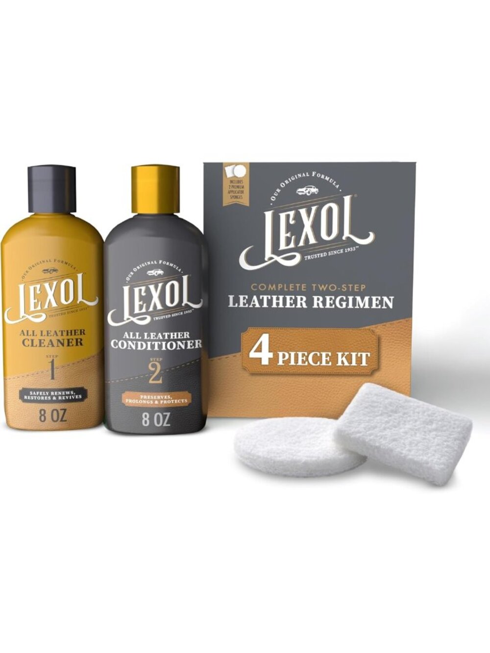 Leather Cleaner & Conditioner Kit - 2-Step System for Furniture, Cars, Shoes